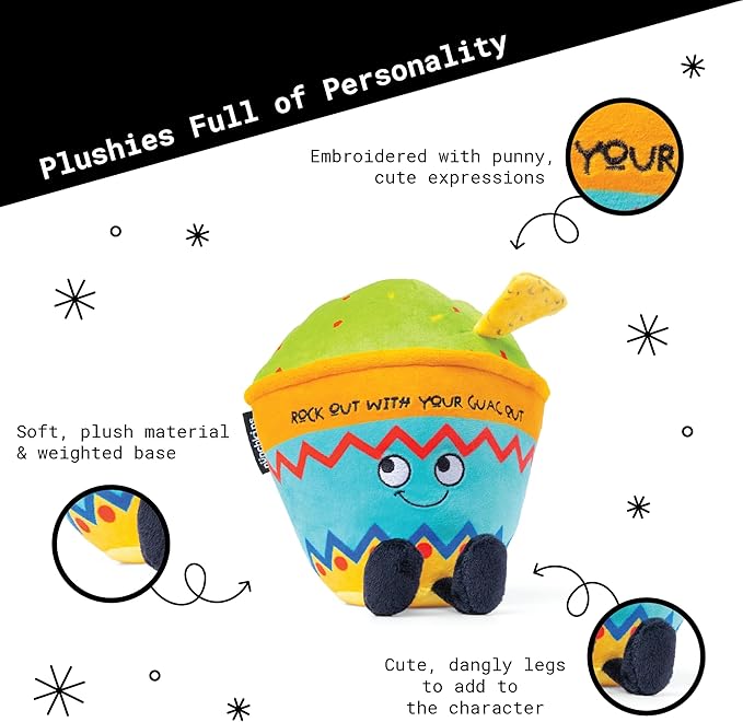 Guacamole Plushie - Rock Out with Your Guac Out Cute Guacamole Plush, Gift for Avacado Lovers, Food Plush Toy for Gifting