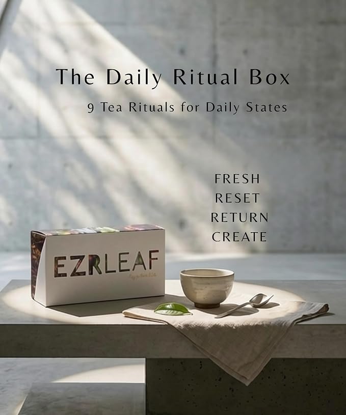 EZR LEAF The Daily Ritual Box – Tea Variety Pack Gift Set, 9 Assorted Tea Blends, Premium Pyramid Tea Bags, Herbal, Black＆Green Tea Collection, Tea Gifts for Tea Lovers, Lemon Verbena, Lemongrass , Rooibos , Lime , Sencha , Blackcurrant , Sweet Rose , ...