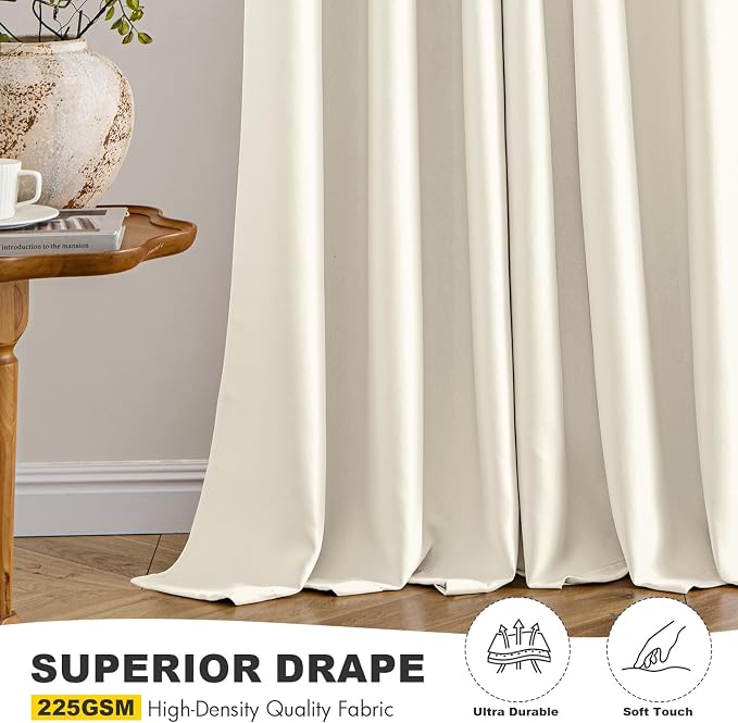 MIULEE Blackout Curtains for Bedroom 2 Panels 40 x 72 Inch Long Birch | Thermal Insulated, Living Room Darkening Grommet Drapes, Noise Reducing, Light Blocking Window Treatments