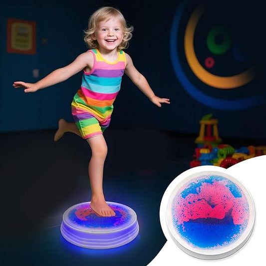 Liquid Light Up Stepping Stones - 1 Pack Round Liquid Sensory Balance Stones for Kids 3 Age Up