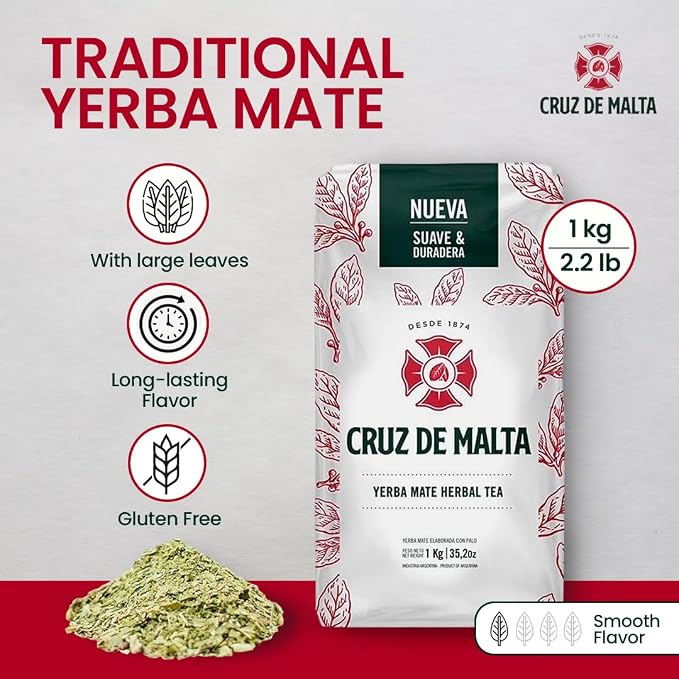 Yerba Mate Cruz de Malta 2.2lb 1 Kilo - Pack of 6