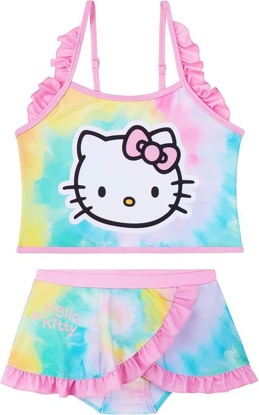 Paw Patrol | Hello Kitty | Peppa Pig Girls Swimsuit, Two Piece Bikini Top & Bottom Set, Bathing Suits with Adjustable Straps