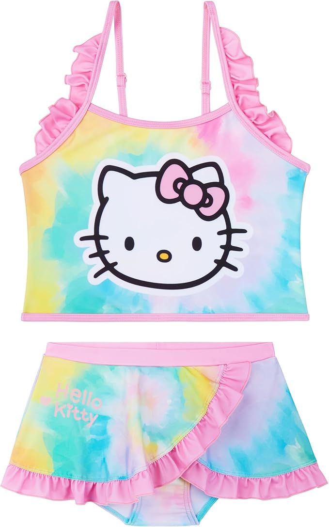 Paw Patrol | Hello Kitty | Peppa Pig Girls Swimsuit, Two Piece Bikini Top & Bottom Set, Bathing Suits with Adjustable Straps