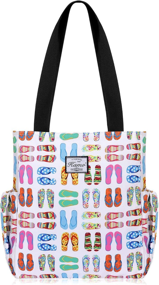 KAMO Floral Tote Bag - Waterproof Lightweight Handbags Travel Shoulder Bag for Hiking Yoga Gym Swimming Travel Beach