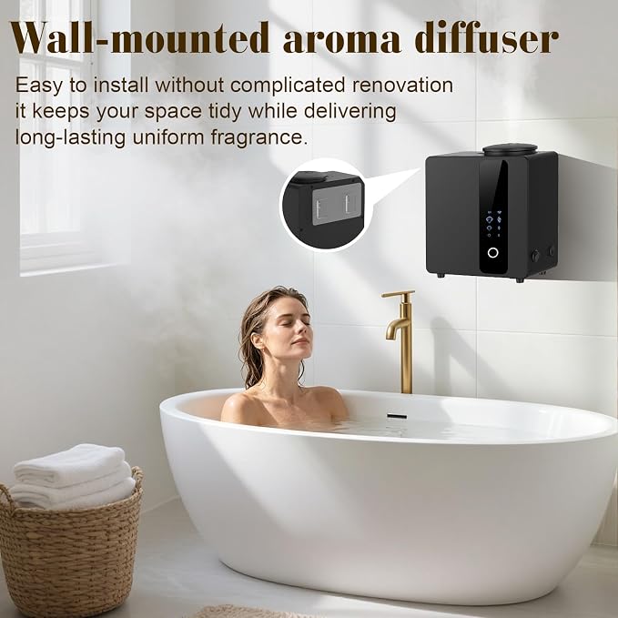 2026 Upgraded HVAC Scent Diffuser Machine Cover 4500 Sq.Ft with Wi-Fi Control for Large Room, Scent Air Machine for Home, Waterless Cold Air Aromatherapy Essential Oil Diffuser for Hotel,Office-Black