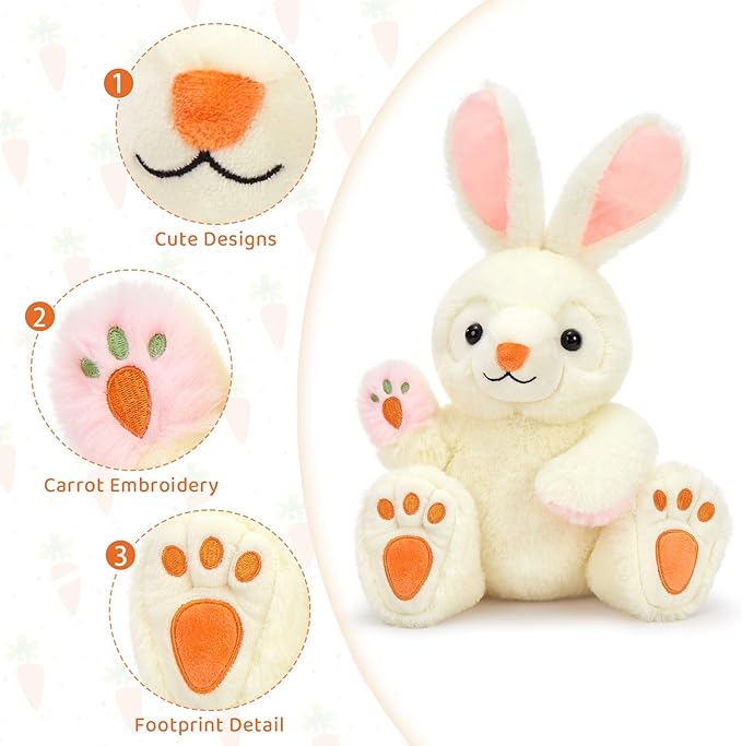 6Pcs Bulk Bunny Plush, Cute Soft Rabbit Stuffed Animal in Bulk for Kids Girls Boys, 15" Easter Basket Stuffers Decorations, Bunny Plushies for Christmas Birthday, Forest Theme Party Decor