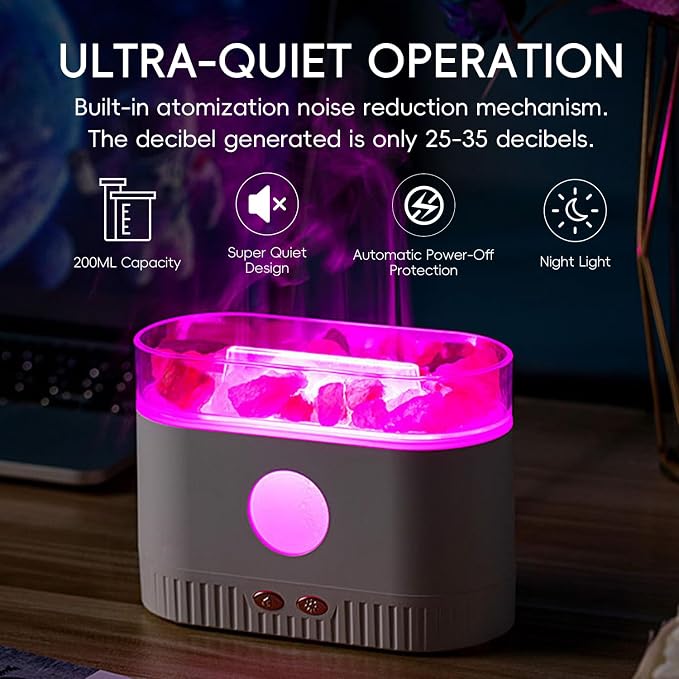 YALEDI Aromatherapy Essential Oil Diffuser, 3-in-1 Himalayan Salt Lamp Diffuser with 7 Color Lights, 200ml Ultrasonic Cool Mist Humidifier for Home Bedroom Yoga, Himalayan Pink Salt Therapy (Black)