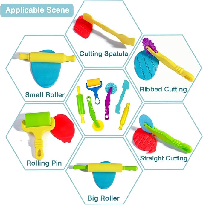 Unleash Creativity with 6 Unique Dino Molds Dough Toys and 6 Pcs Play Dough Tools Accessories Set Whit 5 Bright Color