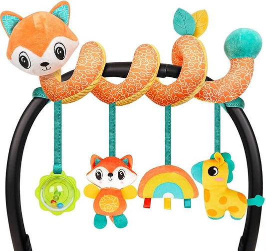 Baby Car Seat Toys Activity Stroller Toy for Boys Girls 0 3 6 9 10 12 Months, Spiral Hanging Plush Toys, Baby Shower Thank You Gifts