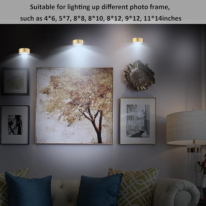 MIOBLUE 3Pack Picture Light Battery Operated Painting Lights, Wireless Magnetic Display Art Light with Remote Controls,Dimmable Timer Portrait Light for Art Frame Artworking,Wall Decor Puck Light