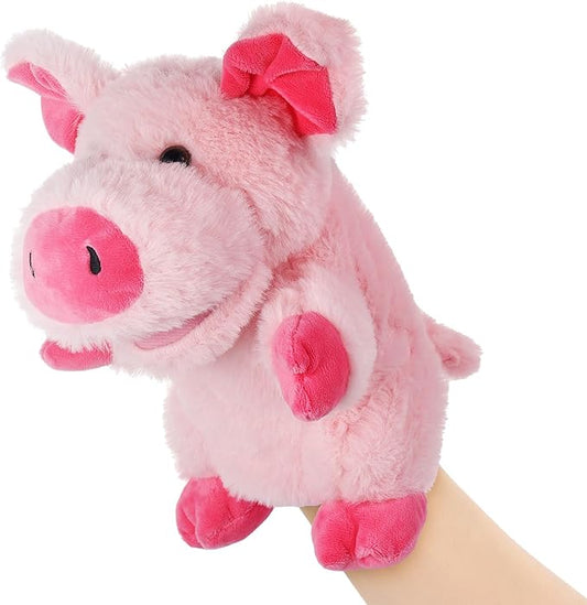 Animal Hand Puppets 11 Inch Sea Turtle Plush Dinosaur Animals Hand Puppet Toys Role-Play Toy Puppets for Kids Storytelling Imaginative Pretend Play Teaching Preschool(Pig)