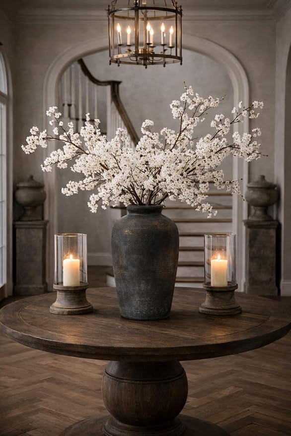 Vaseking Large Ceramic Rustic Vase, 11 inch Minimalist Decorative Farmhouse Tall Vase for Home Decor, Living Room, Shelf Decor, Enterway, Wedding, Table Decoration, Bronze