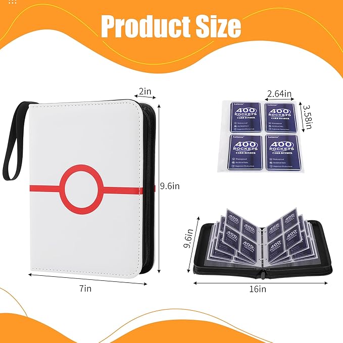 Card Binder 4 Pocket, Trading Card Binder With 50 Removable Sleeves, Portable Card Collection Binder for Standard Cards