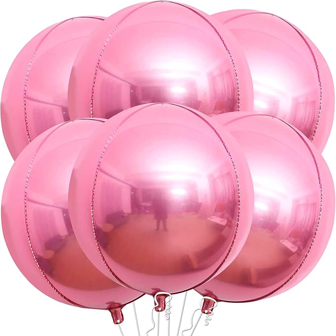 KatchOn, Light Pink Balloons - 22 Inch, Pack 6 | Light Pink Foil Balloons for Pink Birthday Decorations | Metallic Balloon For Birthday, Gender Reveal, Baby Shower, Bachelorette Party