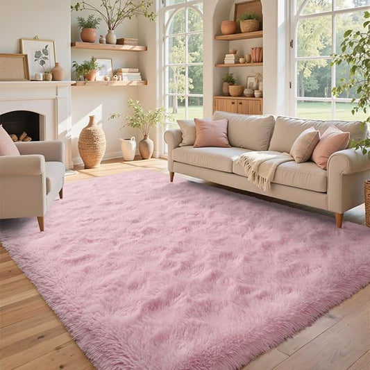 5x7 ft Pink Rugs for Living Room Fluffy Bedroom Rug Non-Slip Area Rugs Shag Carpet for Nursery Kids PlayRoom Dorm Office Indoor Thick Modern Plush Carpets Girls