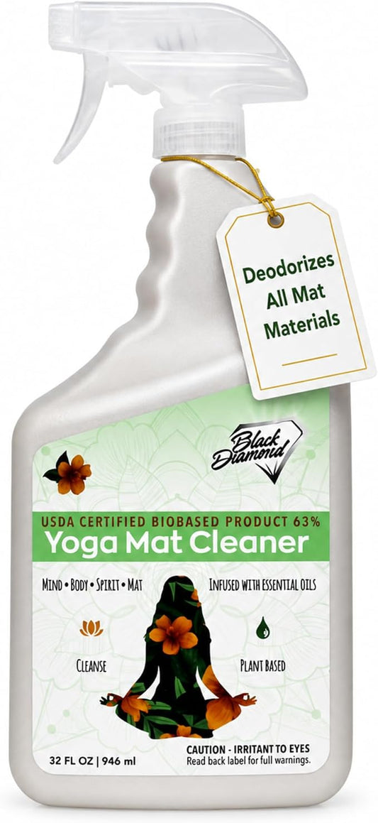 Black Diamond Stoneworks Yoga Mat Spray Cleaner: USDA Certified BIOBASED- Essential Oils, Safe for All Type of Materials, Exercise, Pilates, or Workout Mats. (1 quart)