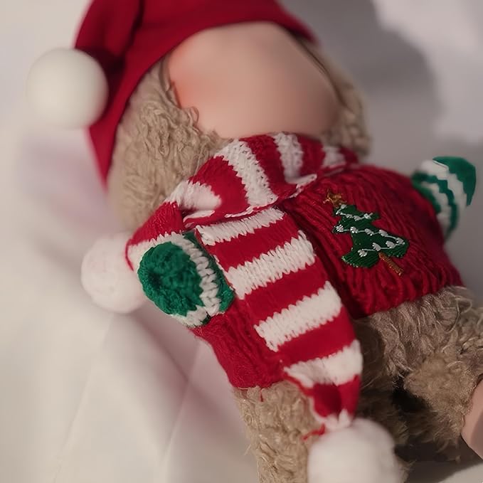 17cm Dolls Christmas Outfit - 3-Piece Clothing Set for Labubu Clothes ,Including a Knitted top, hat and Scarf Accessories, Christmas Clothes for Labubu Dolls Accessories- (No Doll)