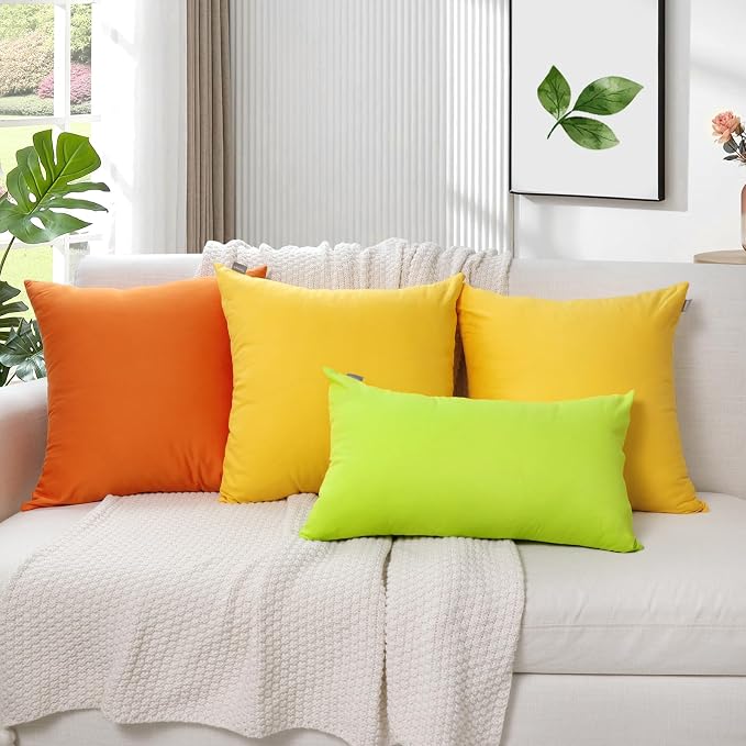 Thmyo 4-Pack 100% Cotton Lumbar Comfortable Solid Decorative Throw Pillow Case, Rectangle Cushion Cover Pillowcase Sublimation Blank Pillow Covers DIY Throw Pillowcase(12x20inch/30x50cm,Light Green)