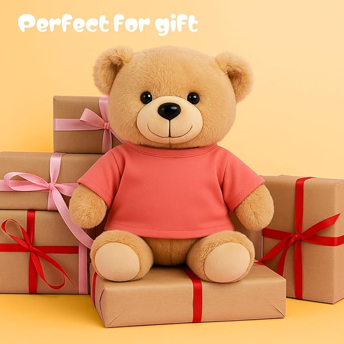 Skylety 6 Pcs Bear Clothes Basic Tee Shirt Classic Stuffed T Shirt Plush Crew Neck for Stuffed Bears Doll with 14 - 18 Inch, Bear Not Included (Multicolor 2)
