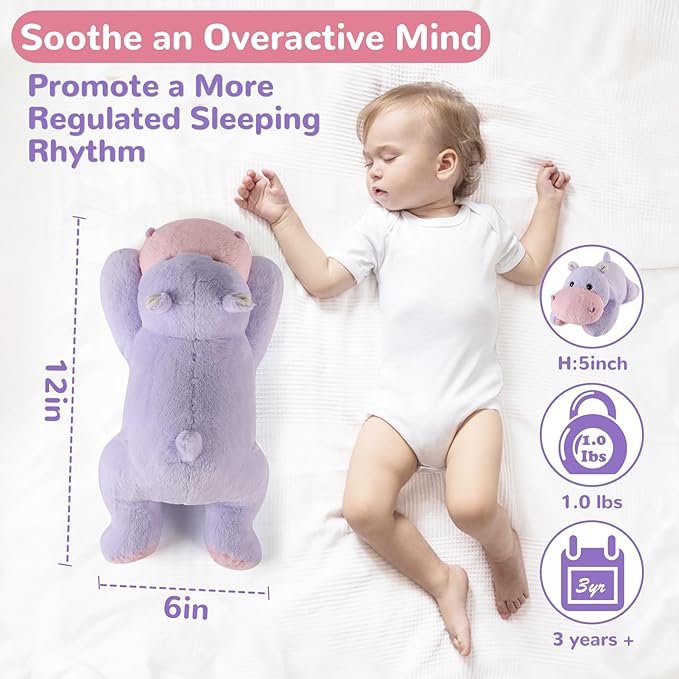 meowtastic Hippo Weighted Stuffed Animals - 12 Inch 1.0 Pounds Weighted Plush Hippo Stuffed Animals - Small Toys Pillow - Cute Plush Toys Gifts for Kids & Adults (12" 1.0 lbs)