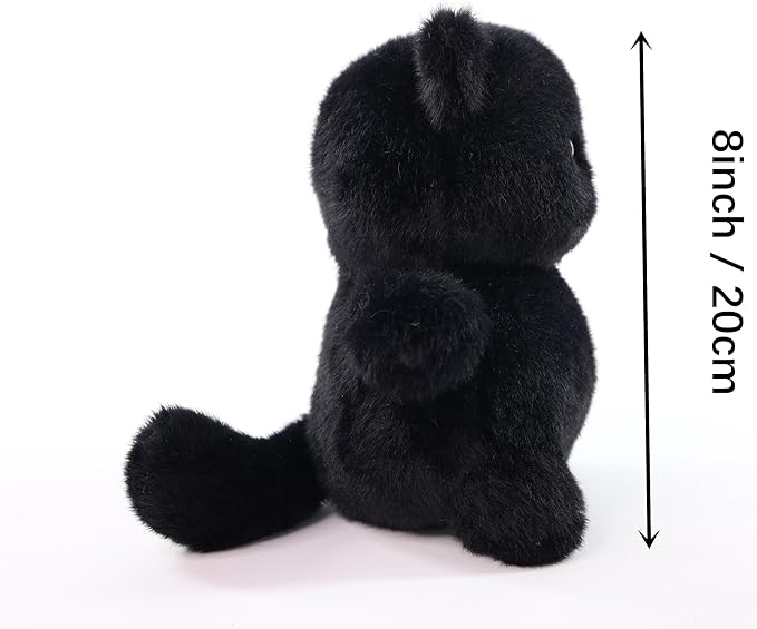 Sew Butiful 8" Black Cat Stuffed Animals Plush, Cute Plushie for Animal Themed Parties Teacher Student Award, Animal Toys for Baby, Boy, Girls, Great for Nursery, Room Decor, Bed