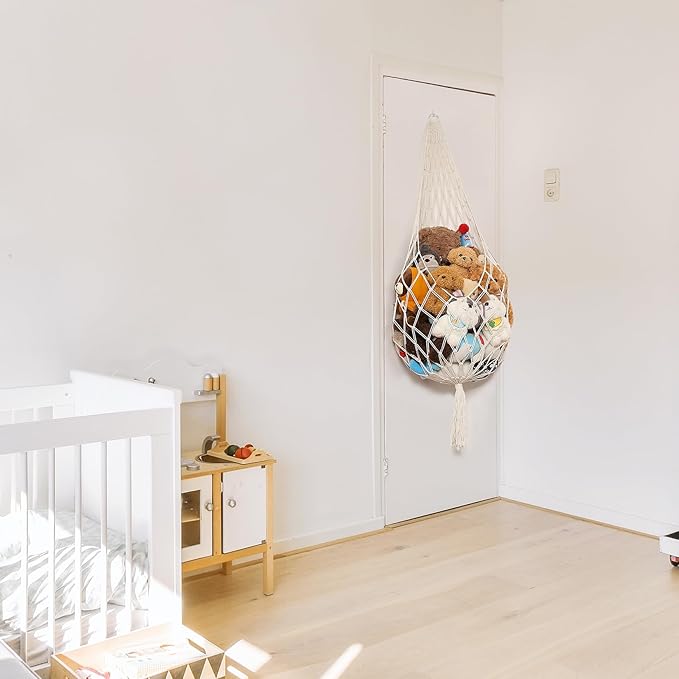 Novel Amdermi Stuffed Animal Hammock Corner Hanging Net for Stuff Aniaml Storage Macrame Toy Display Plush Toy Holder-Perfect for The Tiny Space Walls (cream, XXL)