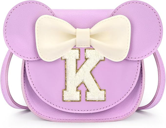 mibasies Toddler Purse Girl Gifts: Girls Birthday Gifts for 3-8 - Toys for Ages 2-4 Girls Mouse Ears Purse, Purple, Letter K
