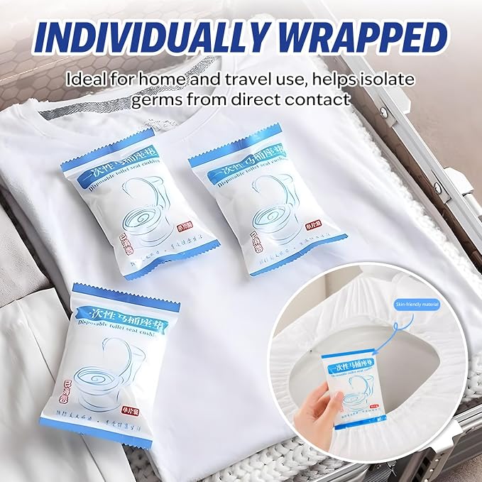 WALWAL 10 Pack Disposable Toilet Seat Covers, Individually Packaged Travel Hygiene Products, Waterproof and Anti-Slip Design for Public Restrooms, Hotels, Potty Training, & On-the-Go Hygiene