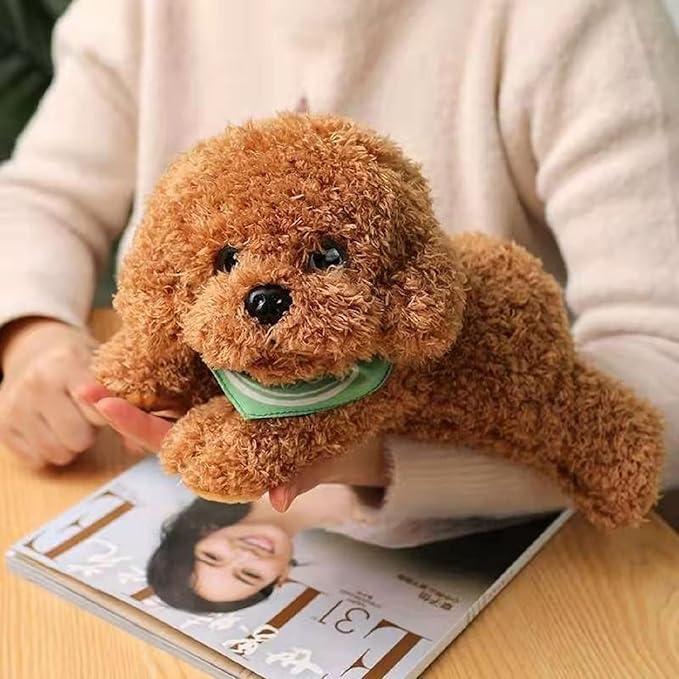 Dog Stuffed Animal, Golden Doodle Puppy Plush Toy with Realist Weighted Soft Dog Stuffed Gift for Kids，11 inches (Brown Color)