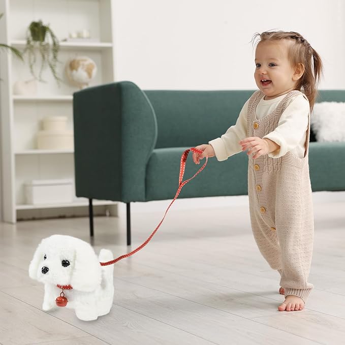 Plush Toys Walking Dog Toys That Can Walk, Bark and Wag Tail,Interactive Electronic Pet Toys Puppy with Leash,Easter Christmas Birthday Gift for Toddlers Kids
