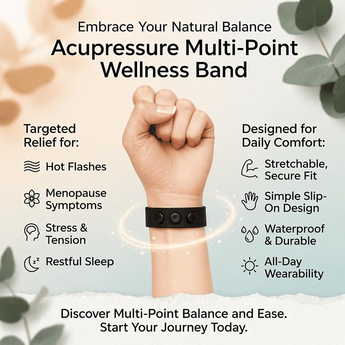 AcuBalance Cooling Hot Flash Bracelet for Menopause | Night Sweats & Sleep Aid, Emotional Support, Acupressure Wristband, Knit Elastic Slip-On Band, Clary Sage Aromatherapy