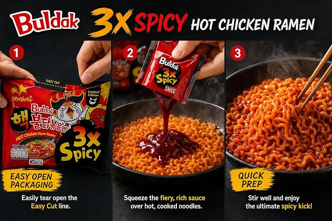 Samyang Hot Chicken Flavor Ramen Buldak 3X Spicy Instant Noodles