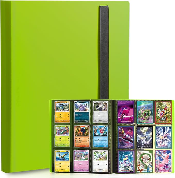 Card Binder, 9 Pocket Trading Card Album Folder,20 Pages, 360 Card Capacity Sports Card Binder, Premium Card Binders Compatible with MTG, TCG, Baseball Cards (Apple green)