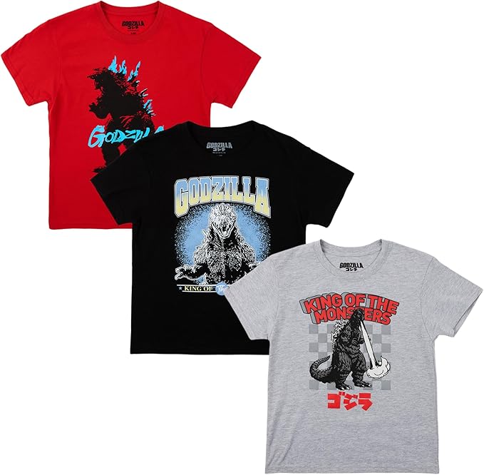 Godzilla 3-Pack of Youth Boy's Short Sleeve Tees