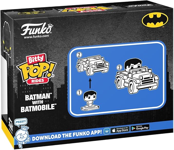 Funko Pop! Bitty Ride: DC - Batman with Bat Mobile - DC Collectable - Gift Idea - Official Merchandise - Toys for Kids & Adults - for Collectors and Display