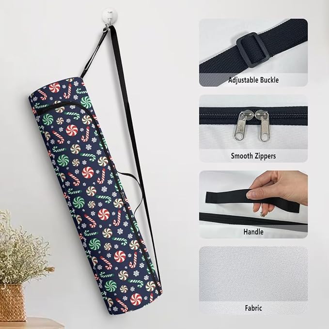Yoga Mat Bag with Adjustable Shoulder Strap and Handle Zipper, 30in Wide x 6.3in Diameter for Yoga Mat Storage
