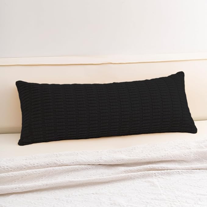 Aegero Corduroy Decorative Throw Pillow Covers 14x36 InchSoft Striped Pillow Covers Modern Farmhouse Home Decor for Sofa Living Room Couch Bed（Black）