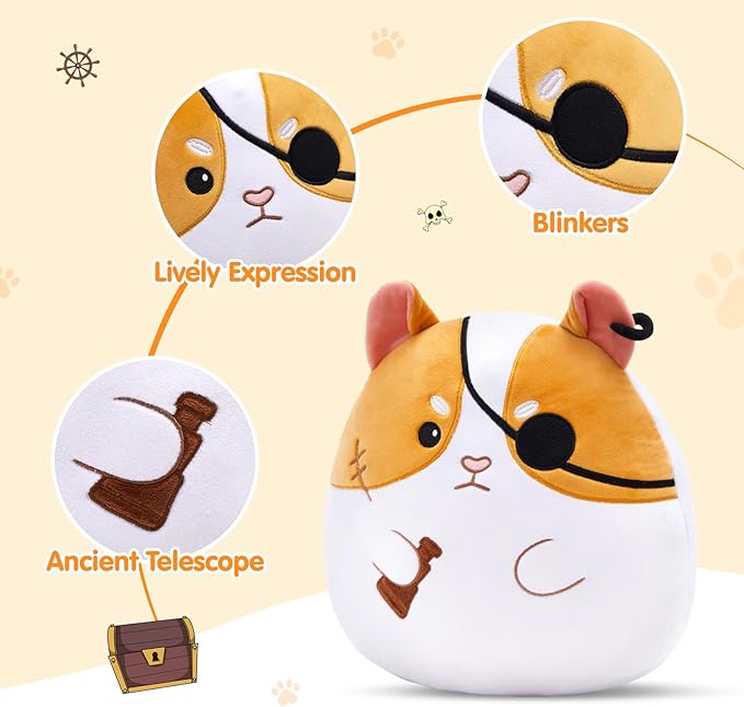 Pirate Corgi Plush Pillow - Soft Pirate Dog Stuffed Animal Toy for Bedroom, Playroom Nursery Room Decor,Pirate Dog Pillows Boys & Girls Gift,12’’