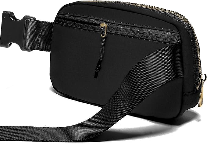 Gitus Belt Bag Fanny Pack Crossbody Bags with Initial Letter Patch Gifts for Wife Older Women Mother Coworker Bridesmaid Anniversary Travel Gifts Beach Gifts (Black-N)