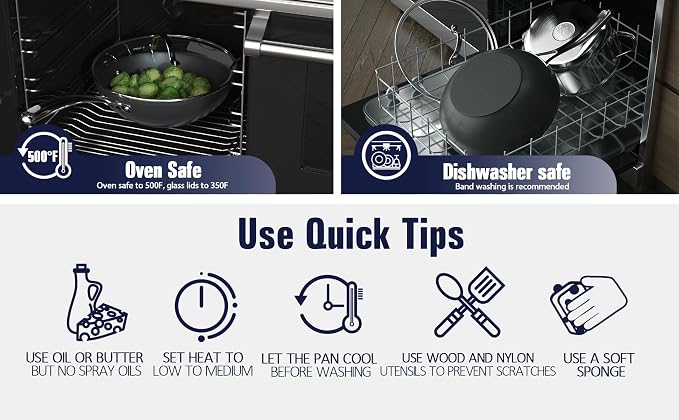 Cooks Standard Classic 11-Inch Hard Anodized Nonstick Wok Stir Fry Pan | 3-Qt Deep Frying Pan with Vented Glass Lid, Stay-cool Handle, Flat Bottom Wok fits most Stovetops, Not Induction