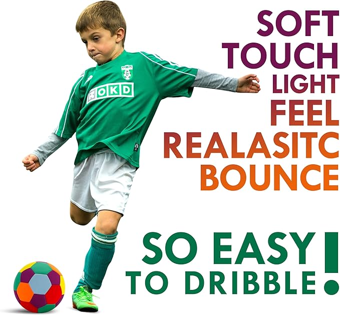Multicolor Soft Indoor Soccer Ball for Toddlers, Size 4 – Safe Foam Ball for Kids to Kick and Play in The House
