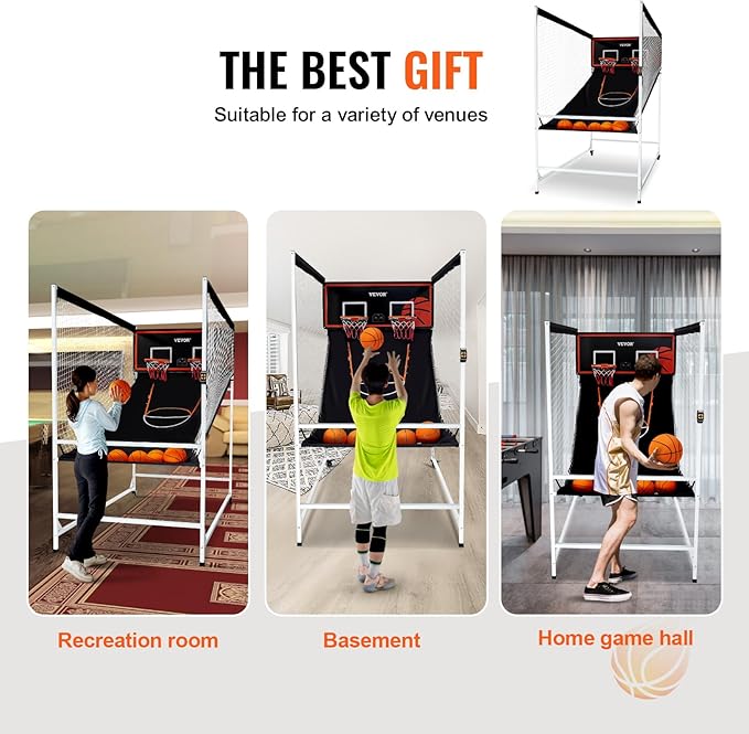 VEVOR Basketball Arcade Game Indoor, 2 Player Indoor Basketball Game, Home Dual Sport with 8 Game Modes, Electronic Scoreboard, and Inflation Pump,Adults