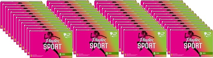 Playtex Sport Tampons Super Absorbency, Fragrance-Free - 384ct (48 Packs of 8ct) | Super Tampons for Women, Feminine Care, Playtex Tampon with 360 Leak Defense