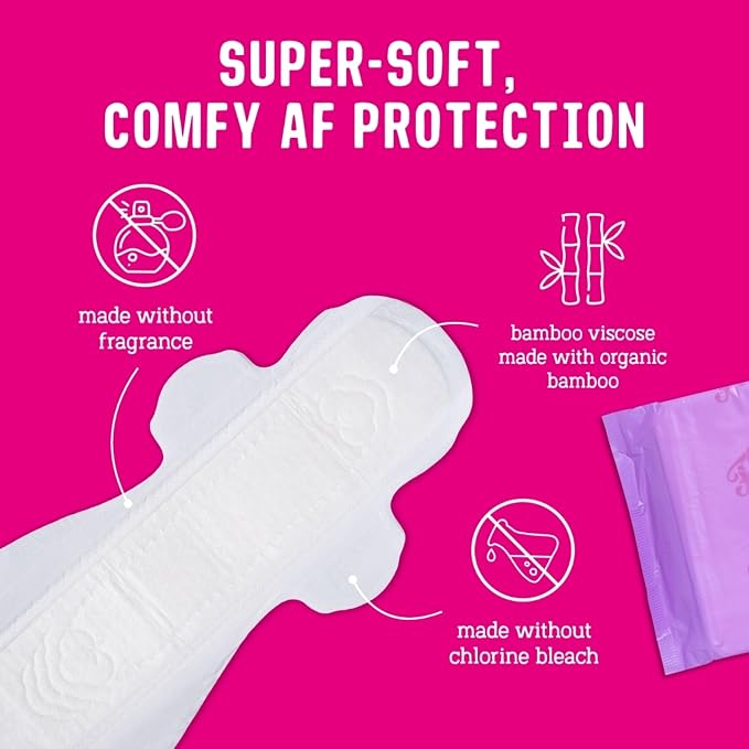 Flo - Ultra Long Night Menstrual Pads (10 Pack) - Organic Bamboo Period Pads for Women - Ultra Heavy Flow - 3D Leak Barrier - Absorbent, Soft, & Breathable - Plant Based – Vegan, Cruelty Free