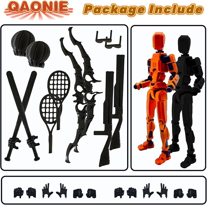 3D Printed 5.54-inch Multi-Jointed Action Figures Dummy13, Full Body Mechanical Movable Toy, Multiple Accessories, Hand Painted Figure, Desk Decoration, Creative Gifts (Sport-set3)