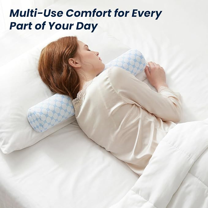 Neck Roll Cervical Pillow for Neck Pain Relief - Memory Foam Neck Pillow for Bed | Round Neck Pillows for Sleeping (Grey, X-Small - 3.5" H)