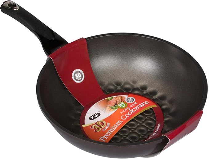 3D Marble Non-Stick, Non-Scratch Coating Wok Pan. (Made in Korea). (30cm)
