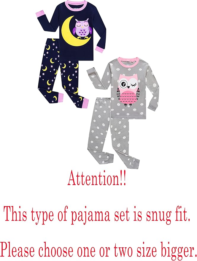 Family Feeling Kids & Toddler Girls Boys Pajamas 2 Piece Pjs Set 100% Cotton Sleepwear