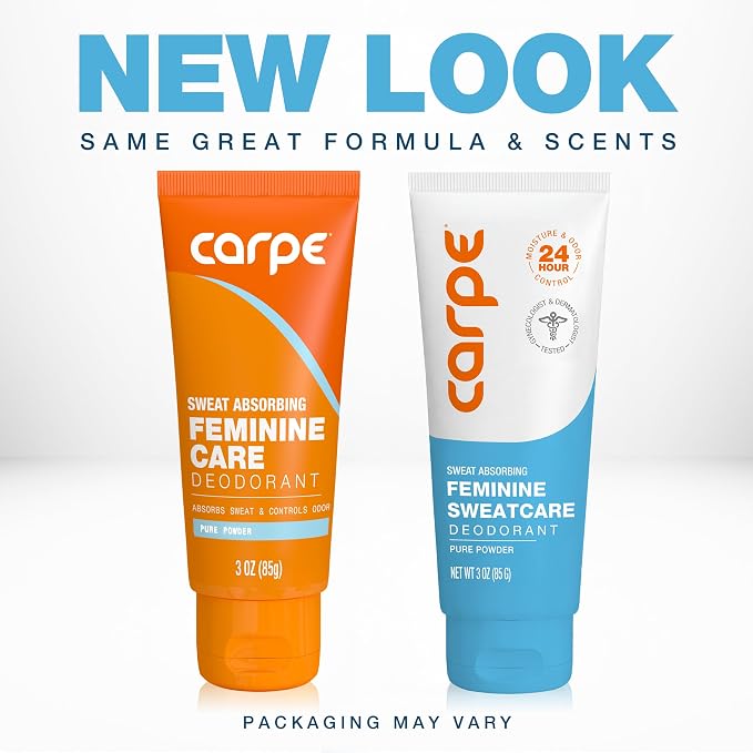 Carpe Feminine Sweatcare Intimate Deodorant - pH Balanced, 24Hr Moisture & Odor Control Whole Body Deodorant for Women - Gynecologist Tested & Safe for Private Parts - Pure Powder - 3oz