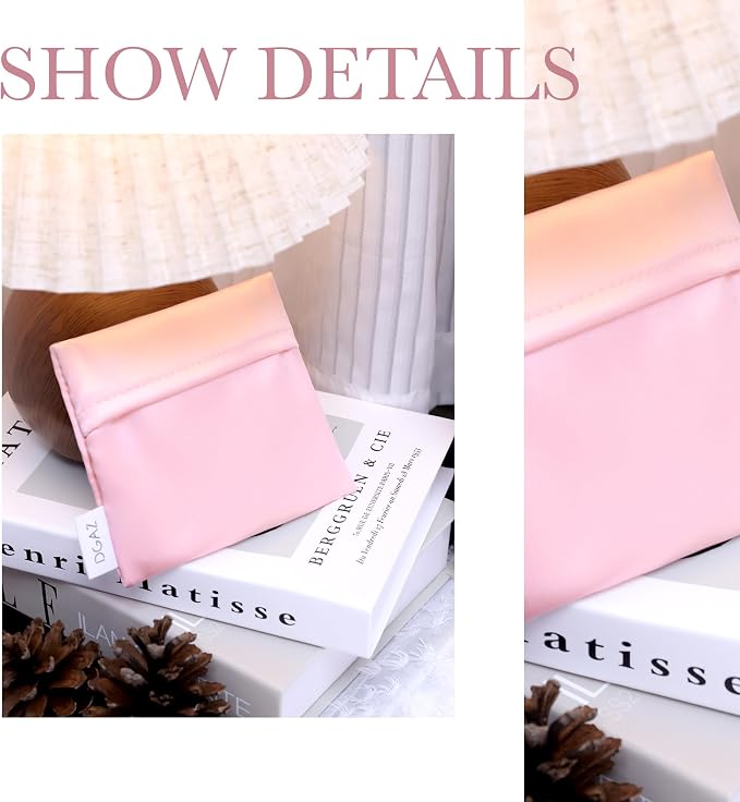 DGAZ Silk Sanitary Napkin Storage Bag, Period Bags for Teen Aged Girls, Portable for Panty Liners/Menstrual Cup/Small Tampons，Mini Makeup Bags for Purse(Bubblegum)